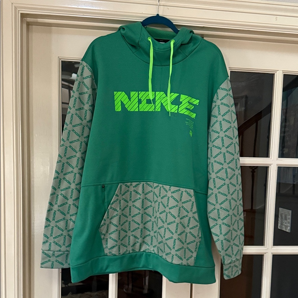 Nike Green and Gray Men's Hoodie